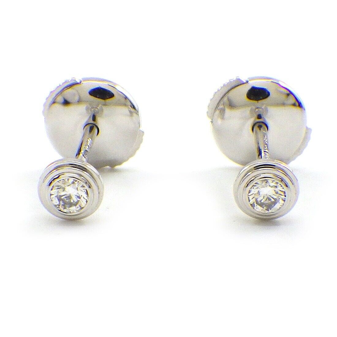 CARTIER DIAMOND STUD EARRINGS: Brand: Cartier Type: Earrings Material: 18K White Gold Stone: Diamond Weight (ct.): 0.08ct Size: W 0.14" × H 0.14" / W 3.6mm × H 3.6mm Weight: 1.3 grams Accessories: Jewelry Box
