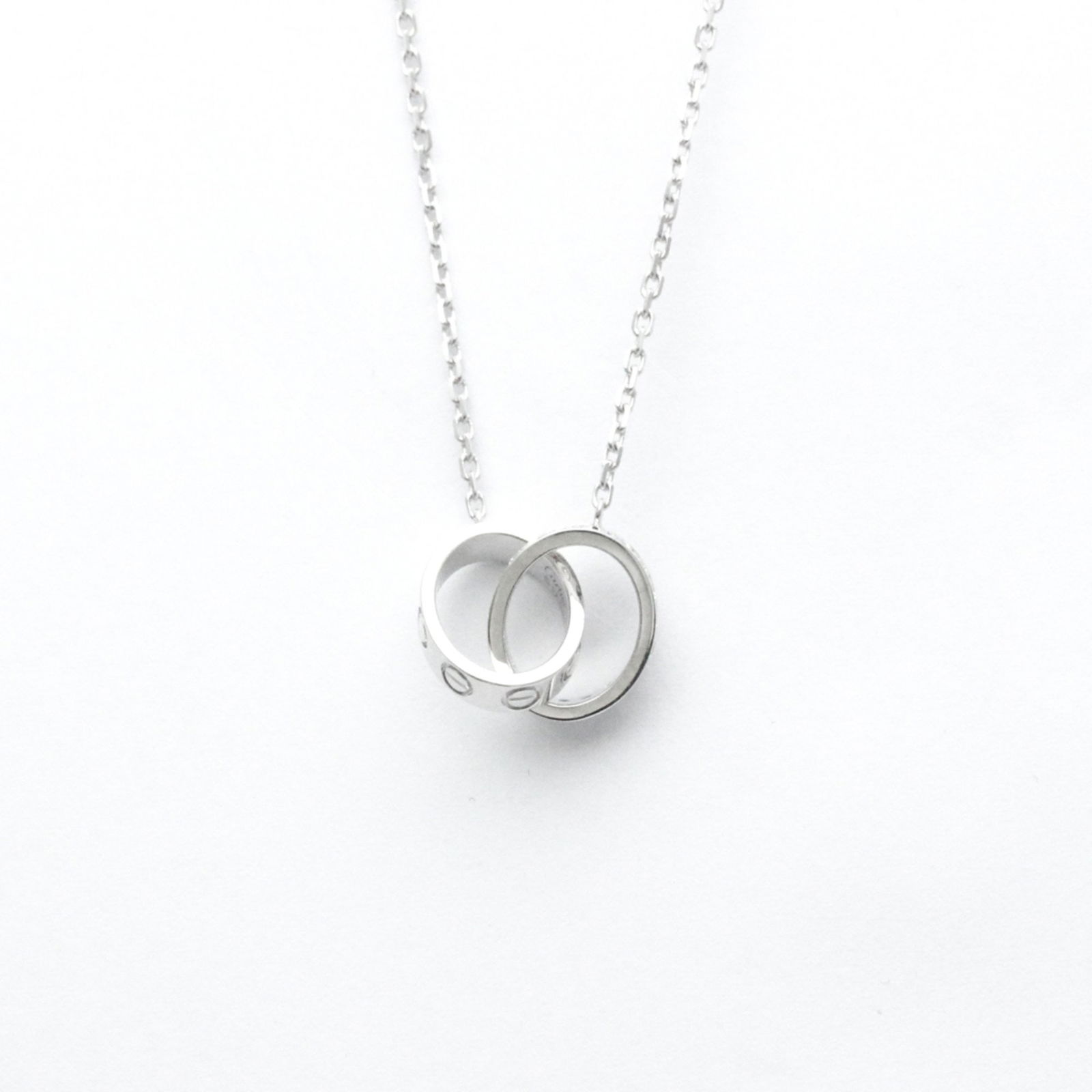 CARTIER BABY LOVE DIAMOND 18K WHITE GOLD NECKLACE: Brand: Cartier Type: Pendant necklace Material: 18K White Gold Stone: Diamond Neck Circumference: 40 cm - 45 cm / 15.74'' - 17.71'' Pendant Size: 10mm x 11mm / 0.39'' x 0.43'' Width: 3mm / 0.12'' Weig