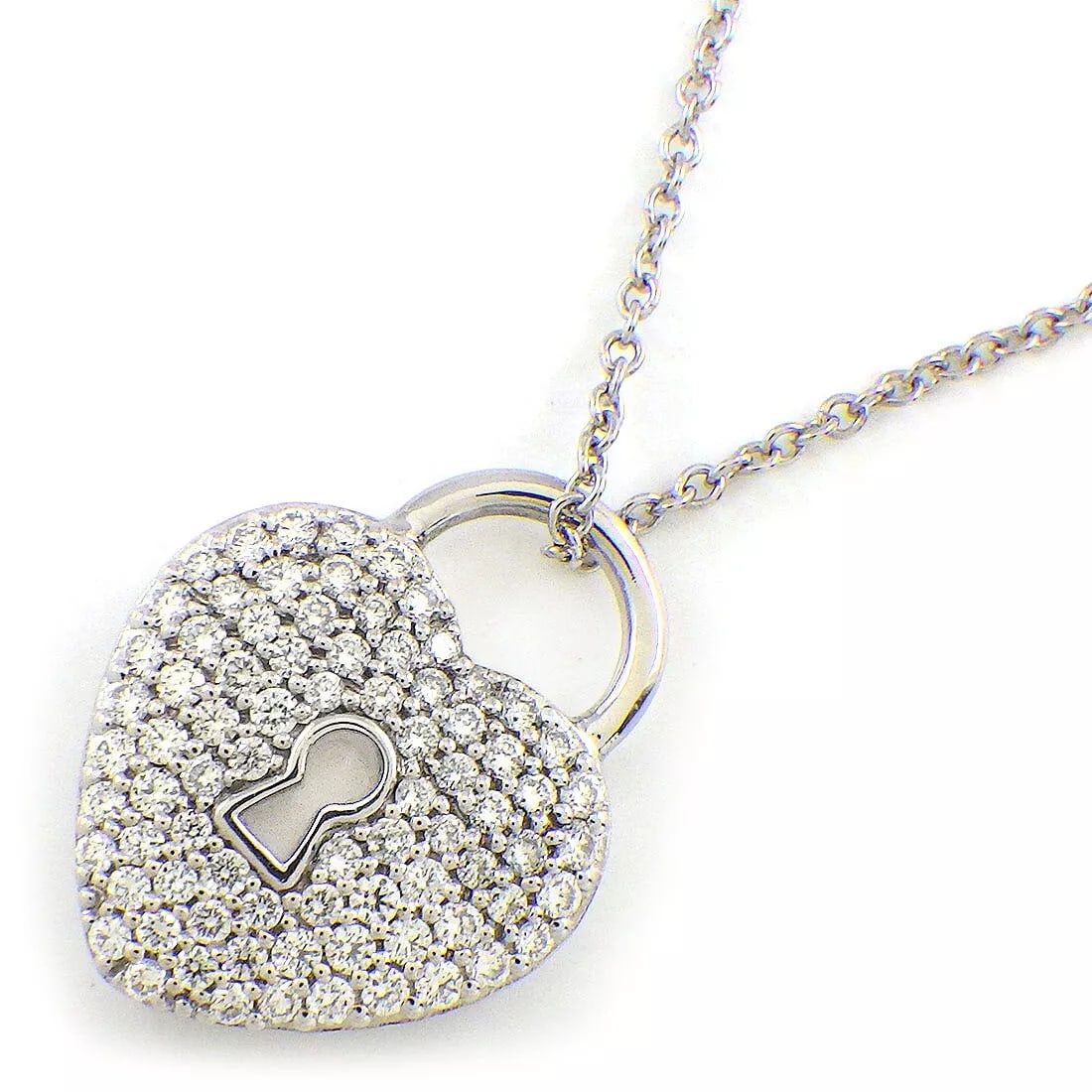 Tiffany & Co. Necklace Heart Lock Pave Diamond: Tiffany & Co. Necklace Heart Lock Pave Diamond Brand: Tiffany & Co. Type: Necklace Material: PT950 Platinum Color: None Size: Chain Length : 15.74"(inches) / 40.0cm Accessories: None Acce