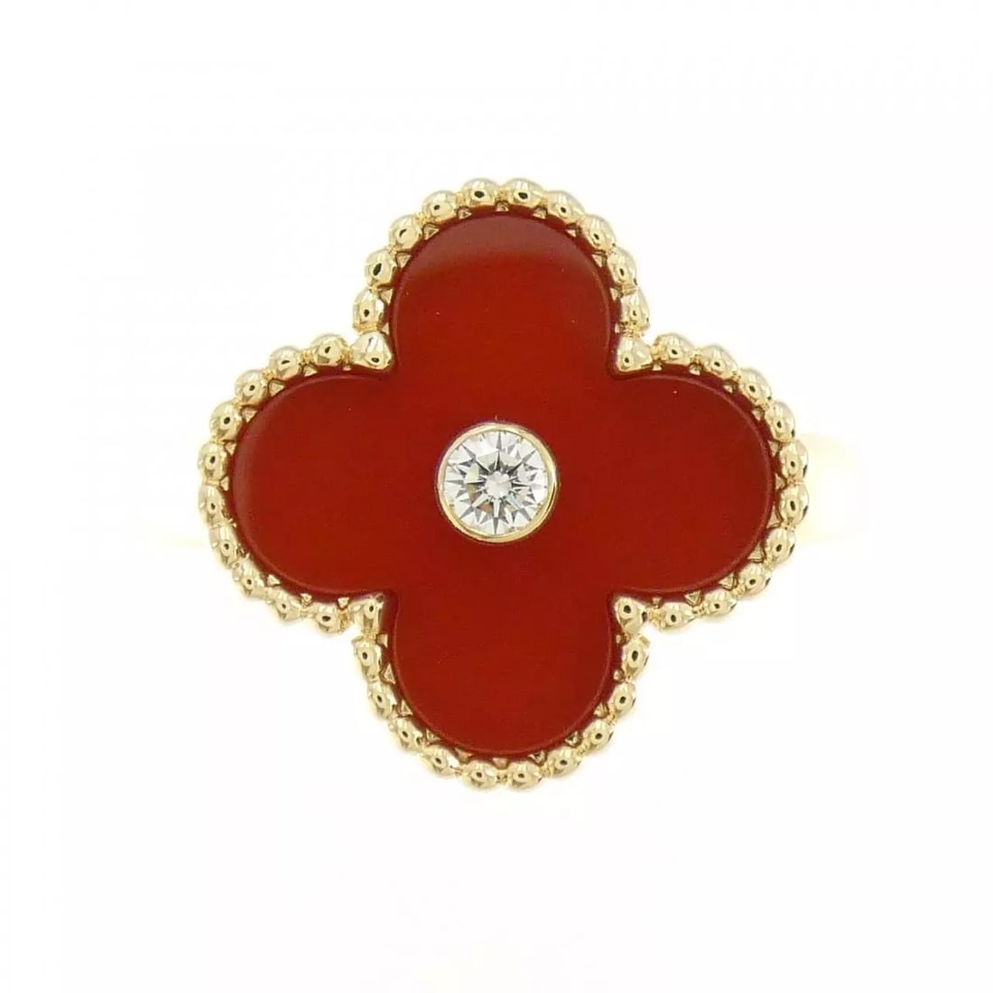 VAN CLEEF & ARPELS VINTAGE ALHAMBRA RING: Van Cleef & Arpels Vintage Alhambra Ring Brand: Van Cleef & Arpels Type: Ring Material: 750 Yellow Gold Color: None Size: 7.5-8 Accessories: None Accessories Notice: When purchasing pre-