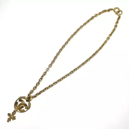 CHANEL COCO MARK CROSS NECKLACE: CHANEL Coco Mark Cross Necklace Brand: Chanel Type: Necklace Material: Metal Color: Gold Size: length/Approx. 79.5cm Accessories: None Accessories Notice: When purchasing pre-owned goods