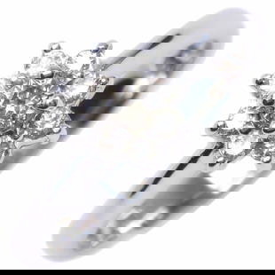 FLOWER MOTIF RING K18 WHITE GOLD X DIAMOND: Flower motif ring K18 white gold x diamond Brand: Unspecified Type: Band ring Material: White gold (18K) Color: None Size: 5.75 - 6 Accessories: None Accessories Notice: When purchasing