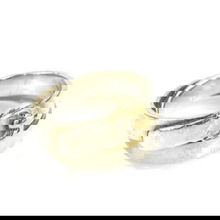HERMES RING DOUBLE TRUE SILVER 925/K18 GOLD WOMEN'S: HERMES Ring Double True Silver 925/K18 Gold Women's Brand: Hermes Type: Women Material: Gold (18K), Silver 925 Color: Silver Size: 49 Accessories: None Accessories Notice: When purchasing