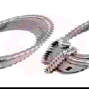 HERMES HERMES BOUCLE CELLIER RING: HERMES Hermes Boucle Cellier Ring Brand: Hermes Type: Band ring Material: Silver 925 Color: Silver Size: 4.75 - 5 Accessories: None Accessories Notice: When purchasing pre-owned goods,
