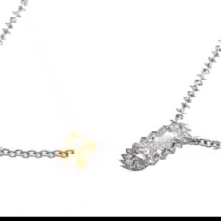TIFFANY YELLOW DIAMOND SOLEST LADIES NECKLACE: Tiffany Yellow Diamond Solest Ladies Necklace Brand: Tiffany Type: Necklace Material: Platinum 950 Color: Yellow Size: Circumference 41 cm / 16.14'', Stone Size (HxW) 5.70mm x 5.50mm / 0.22''