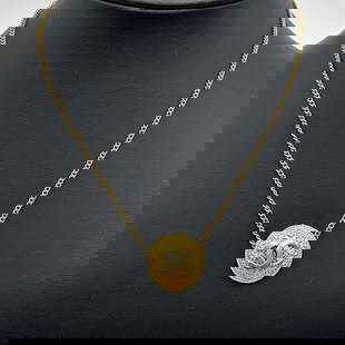 CHANEL NECKLACE COCO MARK GOLD COLOR: CHANEL Necklace Coco Mark Gold Color Brand: Chanel Type: Necklace Material: None Color: Gold Size: Circumference 41 cm / 16.14'' ,Pendant Size 23mm x 23mm / 0.9'' x 0.9'' Accessories: None 
