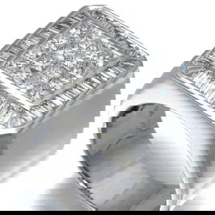 DIAMOND MYSTERY-SETTING RING: Diamond Mystery-setting Ring Brand: Unbranded Type: Ring Material: 18K/750/White Gold Color: None Size: 9.75 - 10 Accessories: None Accessories Notice: When purchasing pre-owned goods,