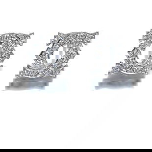 CARTIER EARRINGS ENTRELACES DIAMOND: Cartier Earrings Entrelaces Diamond Brand: Cartier Type: Earrings Material: 18K/750/White Gold Color: None Size: 8.0 x 7.0mm Accessories: None Accessories Notice: When purchasing pre-owned