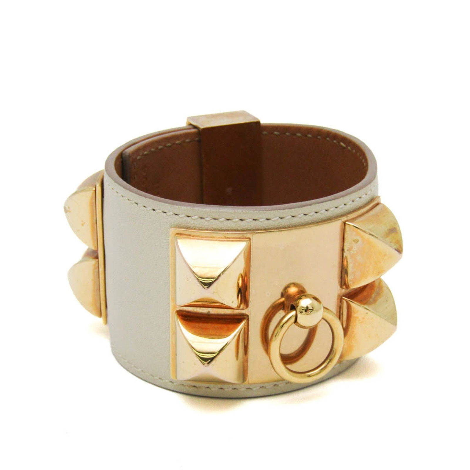 HERMES MEDOR CORYEDOSIAN BRACELET: Brand: Hermes Type: Bangle Material: Metal, Swift leather Size: S Length: 14cm - 16.5cm / 5.51'' - 6.49'' Width: 4cm / 1.57'' Total Length: 21cm / 8.26''
