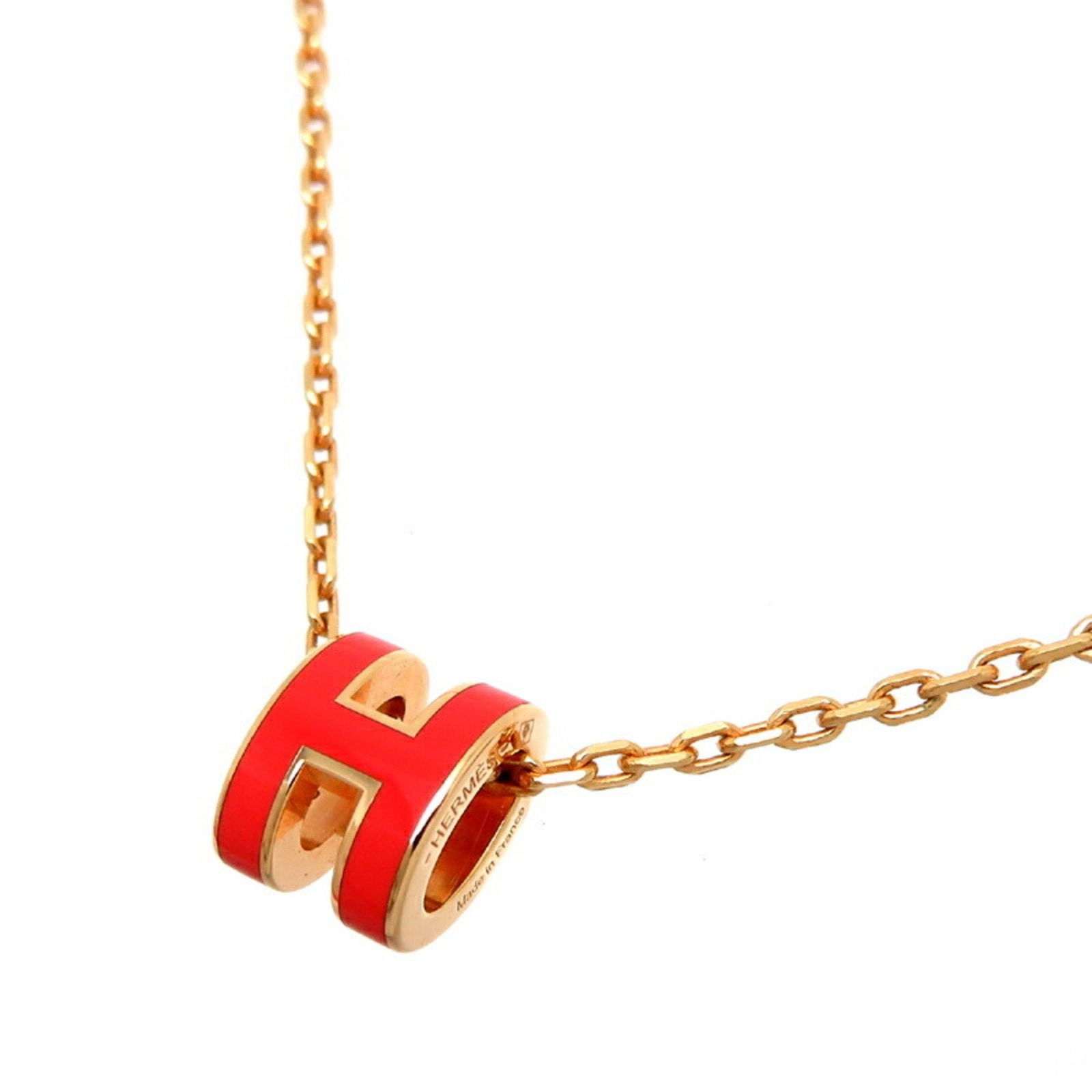 HERMES H POP ASH NECKLACE: Brand: Hermes Type: Necklace Neck Circumference: 40 cm / 15.74'' Pendant Size: 9mm x 7.3mm / 0.35'' x 0.28'' Width: 3.2g / 0.11oz. Weight: 1mm / 0.04'' Accessories: Box, Dust bag