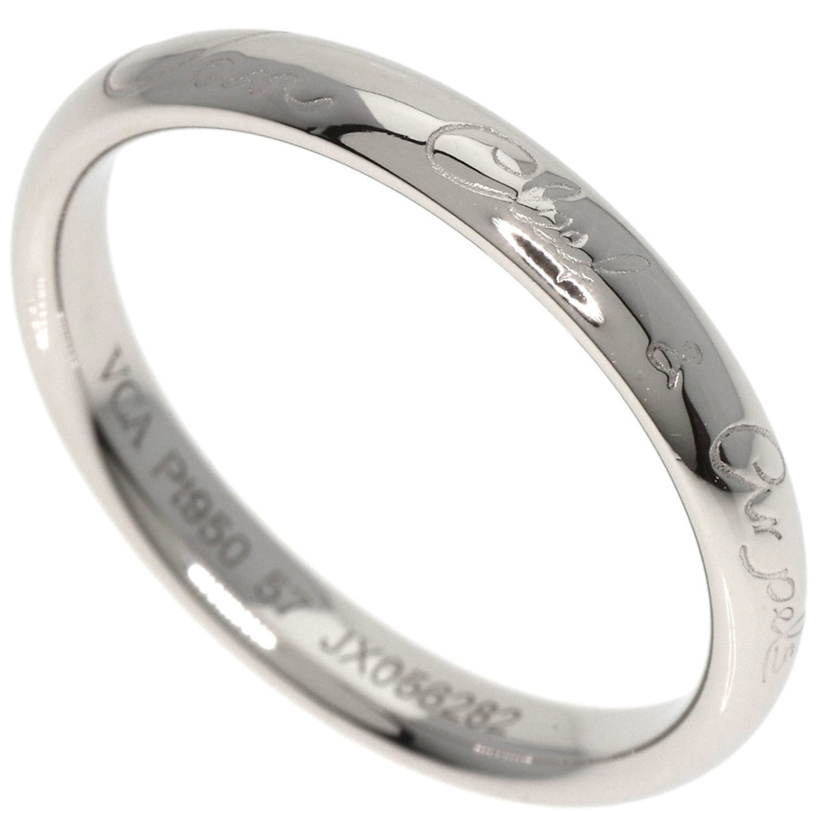 VAN CLEEF & ARPELS SENIOR TULLE RING: Van Cleef & Arpels Senior Tulle Ring Brand: Van Cleef & Arpels Type: Band ring Material: Platinum 950 Color: None Size: 7.76 - 8 Accessories: None Accessories Notice: When purchasing pre-