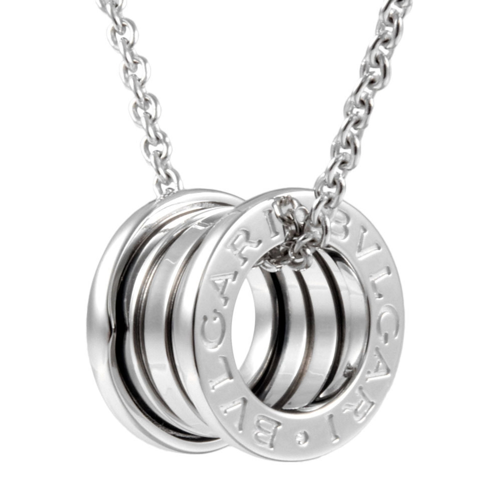 BVLGARI B-ZERO1 NECKLACE: Bvlgari B-zero1 Necklace Brand: Bvlgari Type: Pendant necklace Material: White gold (18K) Color: None Size: Neck Circumference 41 cm / 16.14'', Pendant Size 14.5mm x 9mm / 0.57'' x 0.35' Accessori