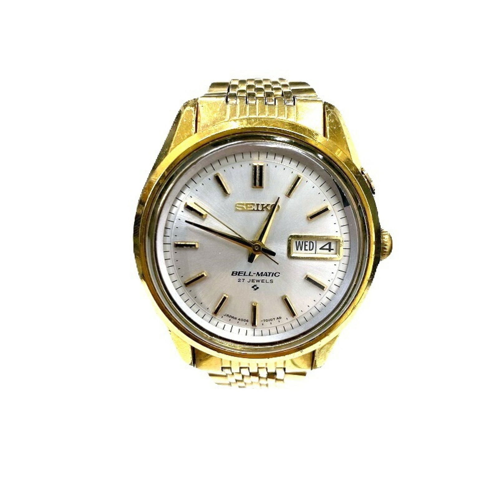 SEIKO BELLMATIC AUTOMATIC: SEIKO Bellmatic Automatic Brand: Seiko Type: Wristwatch Material: Alloy Color: Gold Size: Wrist Size 16cm / 6.29'' Accessories: None Accessories Notice: When purchasing pre-owned goods, p