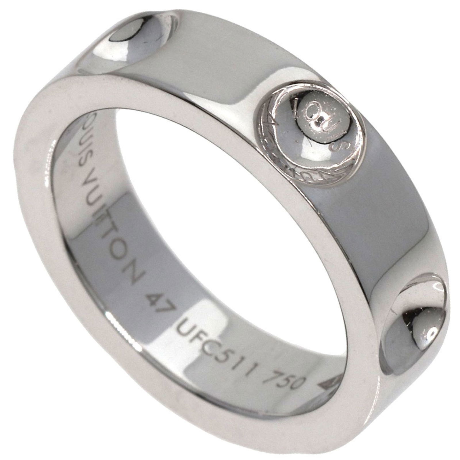 LOUIS VUITTON PETITE BOURG EMPREINTE RING: LOUIS VUITTON Petite Bourg Empreinte Ring Brand: Louis Vuitton Type: Band ring Material: White gold (18K) Color: None Size: 4 Accessories: None Accessories Notice: When purchasing pre-own