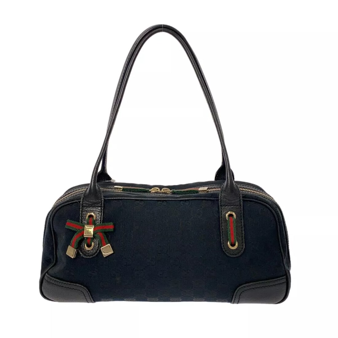 GUCCI PRINCY BLACK GREEN RED JACQUARD LEATHER SHOULDER BAG: GUCCI Princy Black Green Red Jacquard Leather Shoulder Bag Brand: GUCCI Type: Shoulder Bag Material: Jacquard, Leather Color: Black, Green, Red Size: Height: 5.51 inch (14 cm) Width: 13.39 inch (3