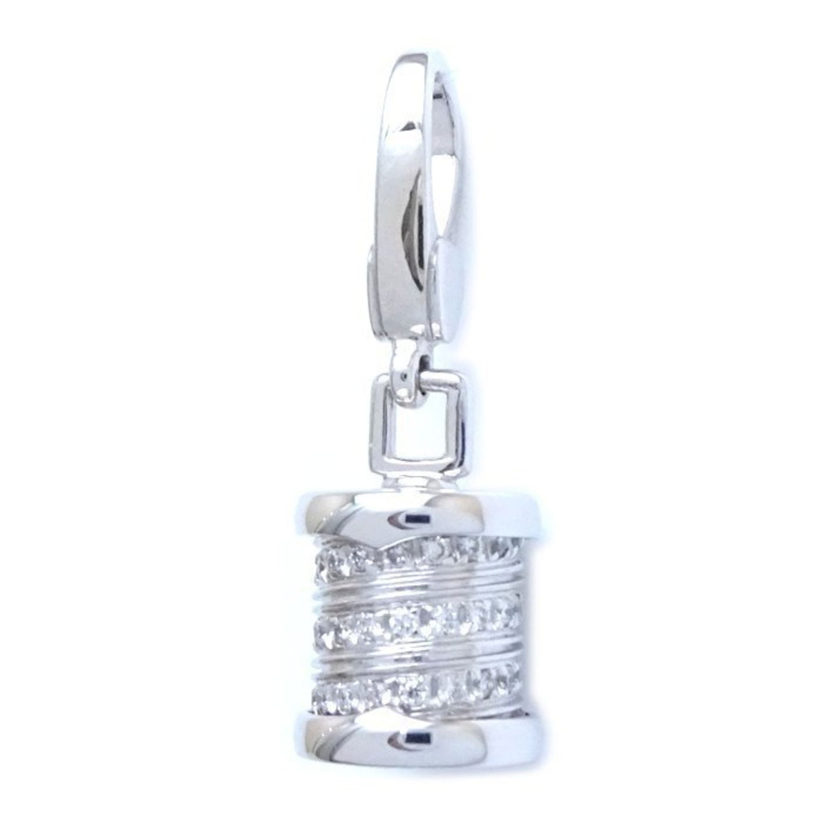 BVLGARI B.ZERO1 ELEMENT CHARM DIAMOND PENDANT: BVLGARI B.zero1 Element Charm Diamond Pendant Brand: Bvlgari Type: Pendant Material: White gold (18K) Color: None Size: Pendant Size: 9.7mm x 9.2mm / 0.38'' x 0.36'' Accessories: None Acc