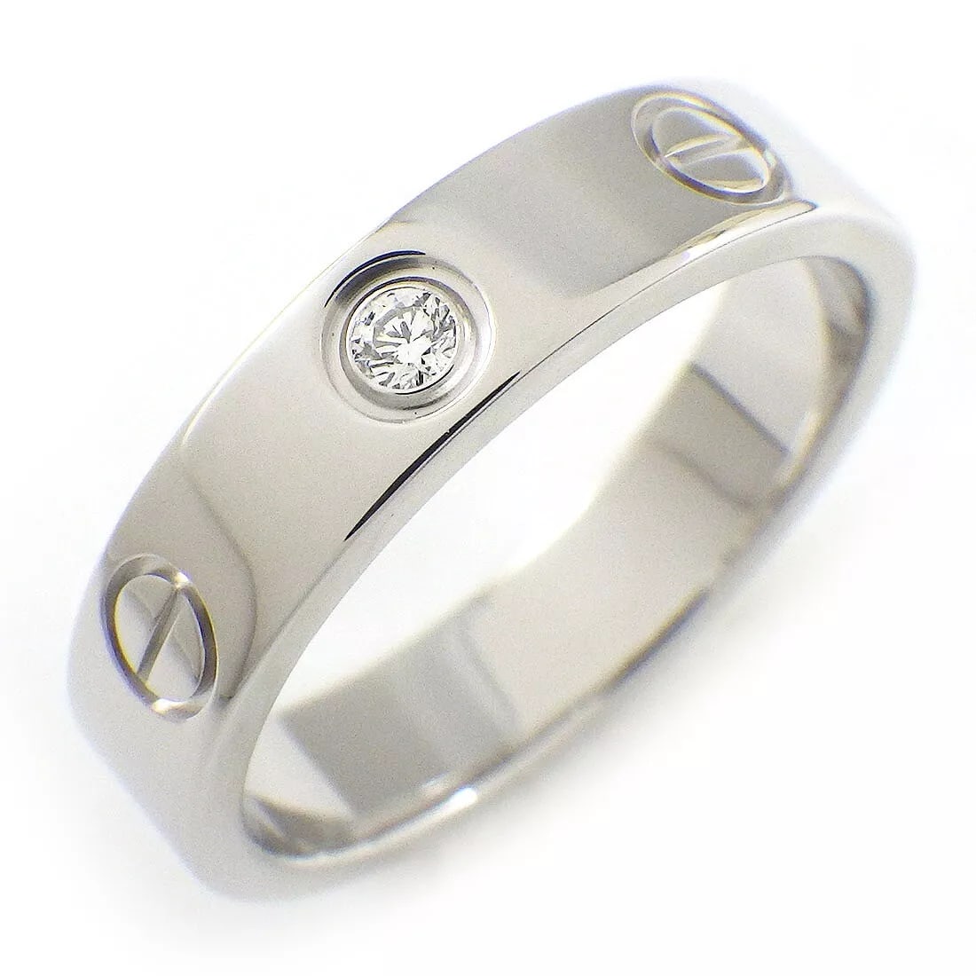 CARTIER RING LOVE WEDDING MINI LOVE MODEL: Cartier Ring Love Wedding Mini Love Model Brand: Cartier Type: Ring Material: 750(18K) White Gold Color: None Size: 5 Accessories: None Accessories Notice: When purchasing pre-owned goods