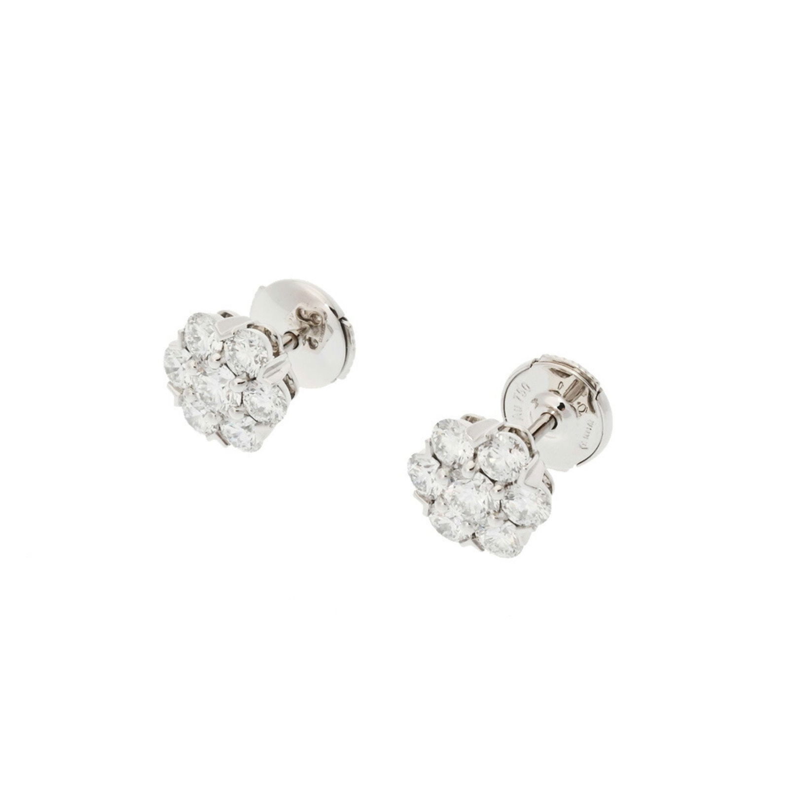 VAN CLEEF & ARPELS VAN CLEEF ARPELS FLEURETTE DIAMOND EARRINGS: VAN CLEEF & ARPELS Van Cleef Arpels Fleurette Diamond Earrings Brand: Van Cleef & Arpels Type: Stud earrings Material: White gold (18K) Color: None Size: (HxWxD) 8.50mm x 9.00mm x 8.50mm / 0.33''