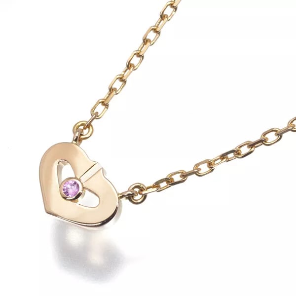 CARTIER NECKLACE C HEART OF CARTIER PINK SAPPHIRE: Cartier Necklace C Heart of Cartier Pink Sapphire Brand: Cartier Type: Necklace Material: 18K/750/Rose Gold Color: None Size: length: 39cm Pendant size: 7.3 x 10.0mm Accessories: None Acc