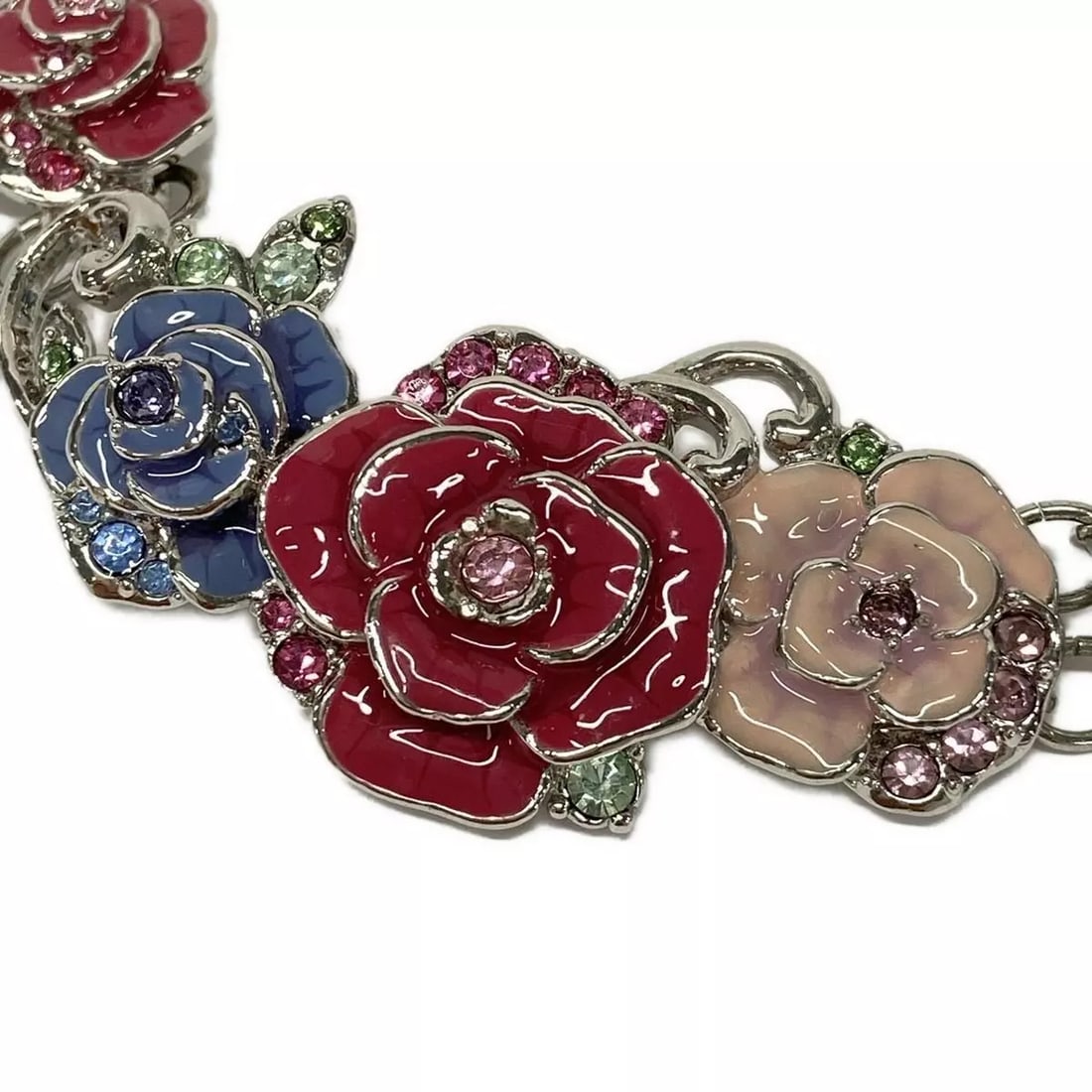 ANNA SUI SILVER PINK LIGHT BLUE HARDWARE NECKLACE: ANNA SUI Silver Pink Light Blue Hardware Necklace Brand: ANNA SUI Type: Necklace Material: Hardware Color: Silver, Pink, Light Blue Size: Top: 0.83 inch (2.1 cm) * 2.01 inch (5.1 cm) Chain: 15.75