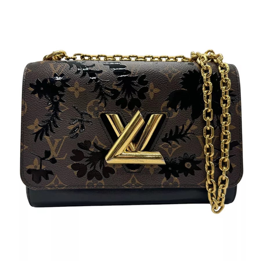 LOUIS VUITTON MONOGRAM BLOSSOM TWIST MM HANDBAG SHOULDER BAG: LOUIS VUITTON Monogram Blossom Twist MM Handbag Shoulder Bag Brand: LOUIS VUITTON Type: Handbag Material: Monogram Canvas Color: Brown X Black Size: W:9.1inx H:6.7inx D:3.5in Shoulder Length: 44.9in