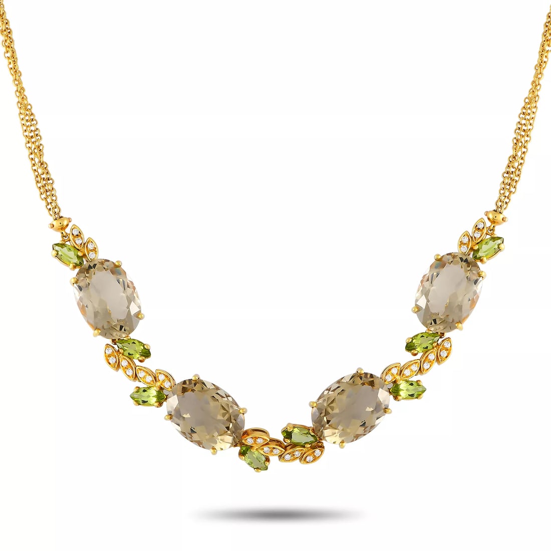 BUCHERER 18K YELLOW GOLD DIAMOND PERIDOT NECKLACE: Bucherer 18K Yellow Gold Diamond Peridot Necklace Brand: Bucherer Type: Necklace Material: None Color: None Size: None Accessories: None Accessories Notice: When purchasing pre-owned good