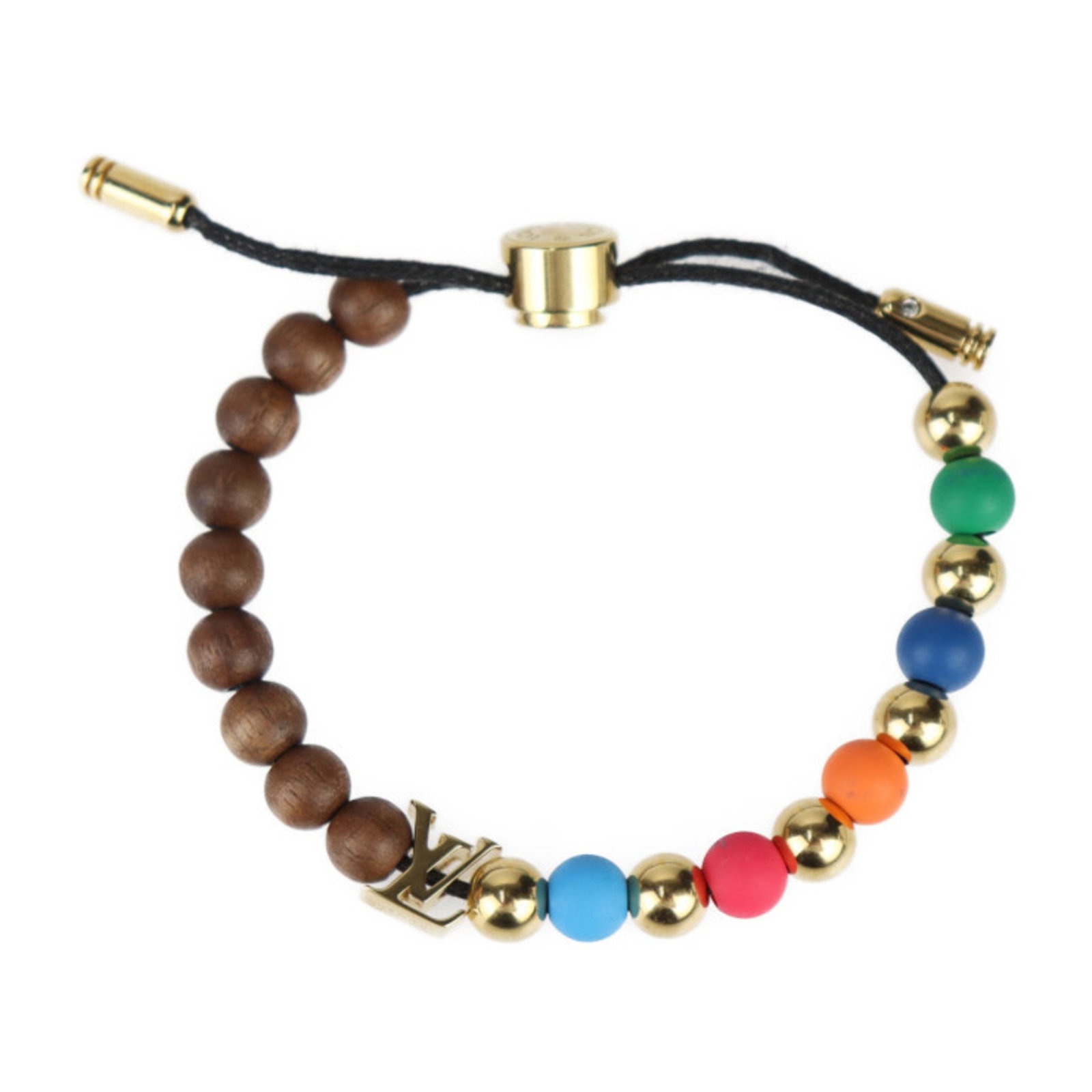 LOUIS VUITTON LV SURFING BEADS BRACELET: Louis Vuitton LV Surfing Beads Bracelet Brand: Louis Vuitton Type: Charm bracelet Material: Resin, Wood Color: Multi-color Size: Length: 25cm / 9.84'' Accessories: None Accessories Notice