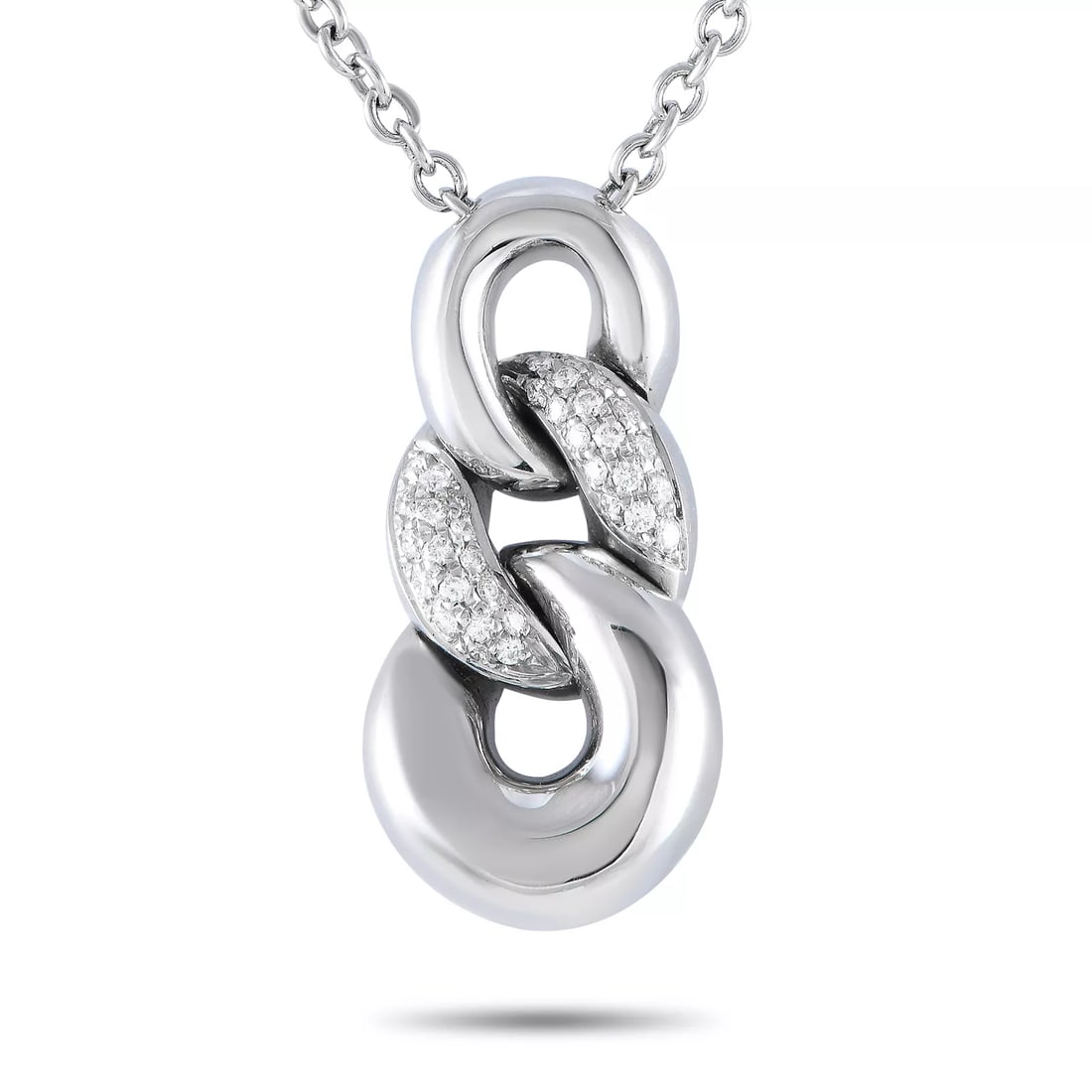 BUCHERER 18K WHITE GOLD DIAMOND CURB LINK PENDANT NECKLACE: Bucherer 18K White Gold Diamond Curb Link Pendant Necklace Brand: Bucherer Type: Pendant Necklace Material: None Color: None Size: Pendant Length 30mm Accessories: None Accessories Notice