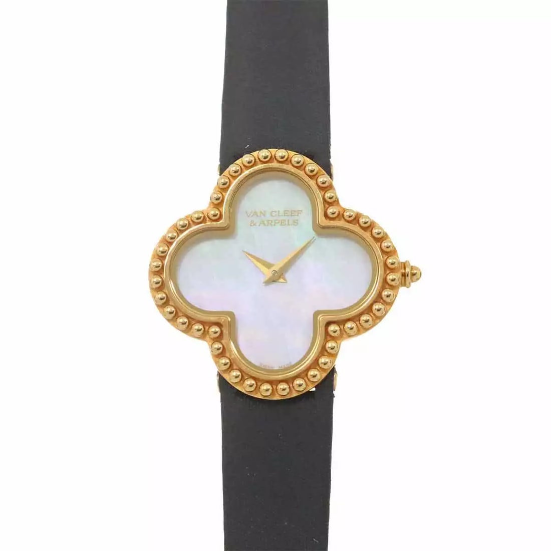 VAN CLEEF & ARPELS VINTAGE ALHAMBRA 750 YELLOW GOLD: Van Cleef & Arpels Vintage Alhambra 750 Yellow Gold Brand: Van Cleef & Arpels Type: Wristwatch Material: 750 Yellow Gold,Satin Color: None Size: CaseSize Length: 25.5mm Width 25.5mm(included crown
