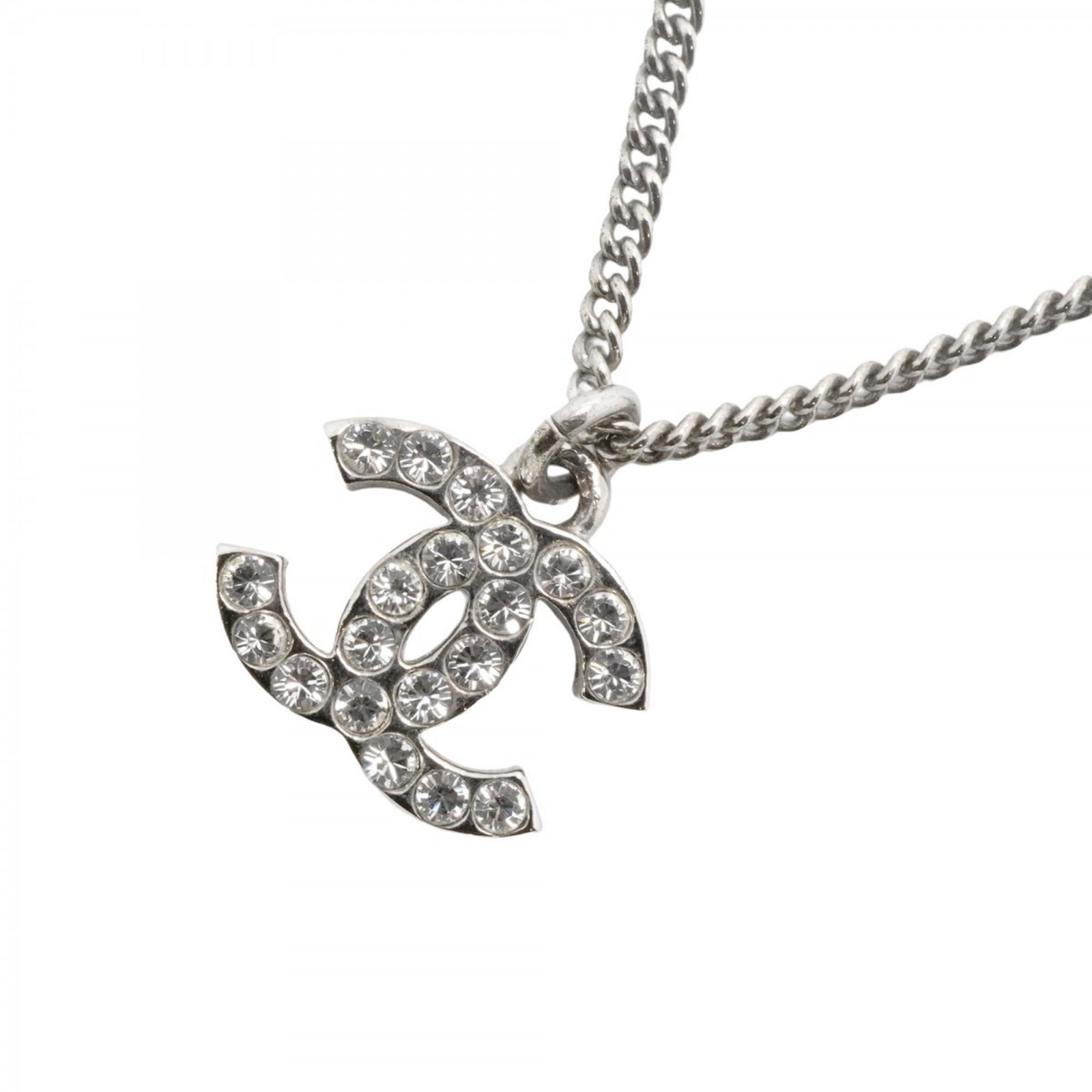 CHANEL NECKLACE COCO MARK METAL RHINESTONE: CHANEL Necklace Coco Mark Metal Rhinestone Brand: Chanel Type: Necklace Material: Metal Color: None Size: Neck Circumference: 43 cm / 16.92'' Pendant Size 13.2mm x 14.3mm / 0.51'' x 0.56'' Access