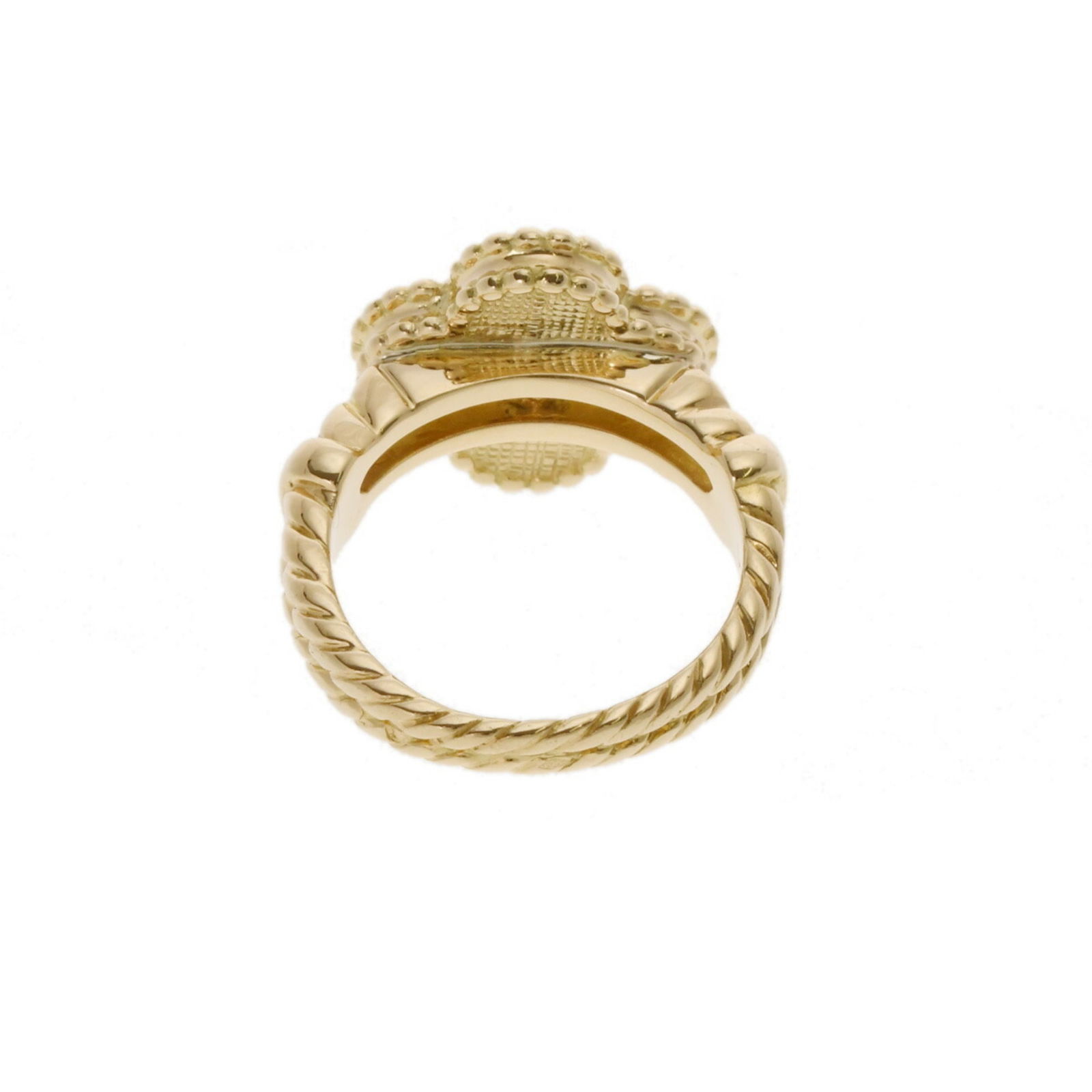 VAN CLEEF & ARPELS ALHAMBRA GOLD: VAN CLEEF & ARPELS Alhambra Gold Brand: Van Cleef & Arpels Type: Band ring Material: Yellow gold (18K) Color: Black, Gold Size: 4.75 - 5 US Accessories: None Accessories Notice: When purc