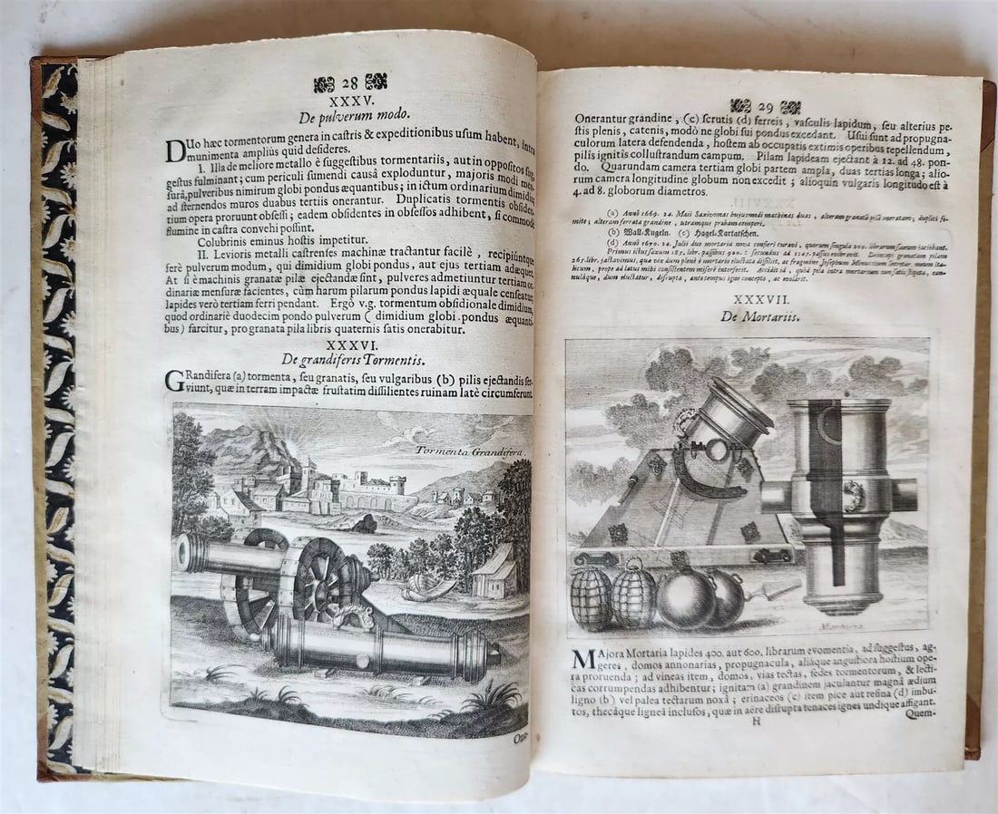 RAIMONDO MONTECUCCOLI'S 1718 MILITARY TREATISE WITH AN ILLUSTRATED ANTIQUE FOLIO: Year/Century: 18th century Language: Latin Subject: Illustrated Binding: Hardcover Description: Principis Montecuccoli Juncto Artis Bellicae Systemate, R. Montecuccoli, Commentarii Bellici Raymundi Sa