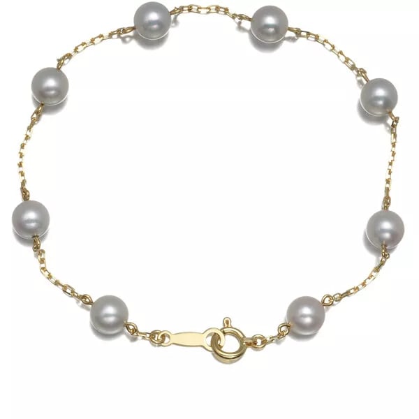 MIKIMOTO BRACELET AKOYA PEARL STATION: MIKIMOTO Bracelet Akoya Pearl Station Brand: Mikimoto Type: Bracelet Material: 18K/750/Yellow Gold Color: None Size: Inner circumference: 16.5cm Accessories: None Accessories Notice: When
