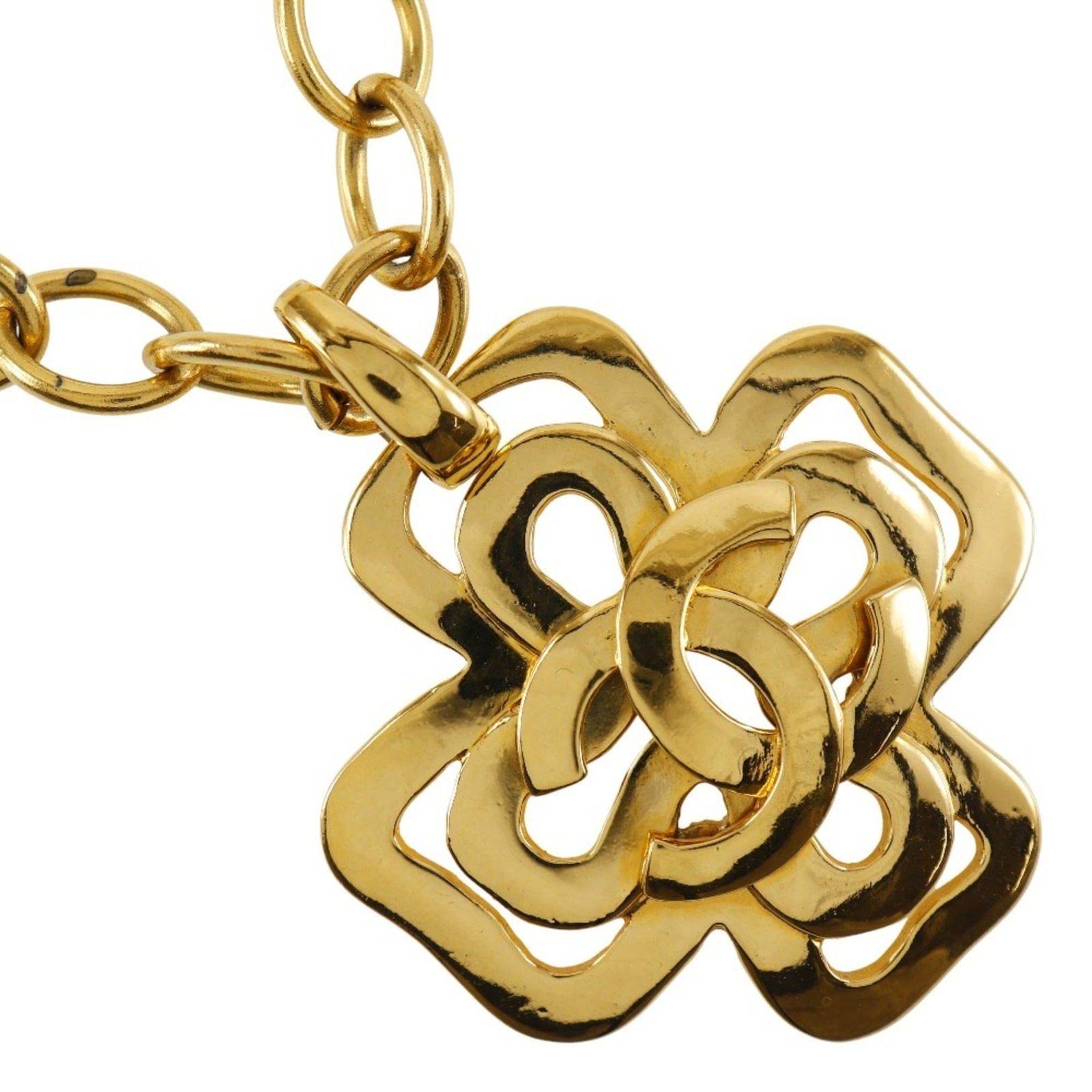 CHANEL COCO MARK NECKLACE CROSS GOLD PLATED: CHANEL Coco Mark Necklace Cross Gold Plated Brand: Chanel Type: Necklace Material: None Color: Gold Size: Neck Circumference: 77 cm / 30.31'' Pendant Size 68mm x 57mm / 2.67'' x 2.24'' Accessorie