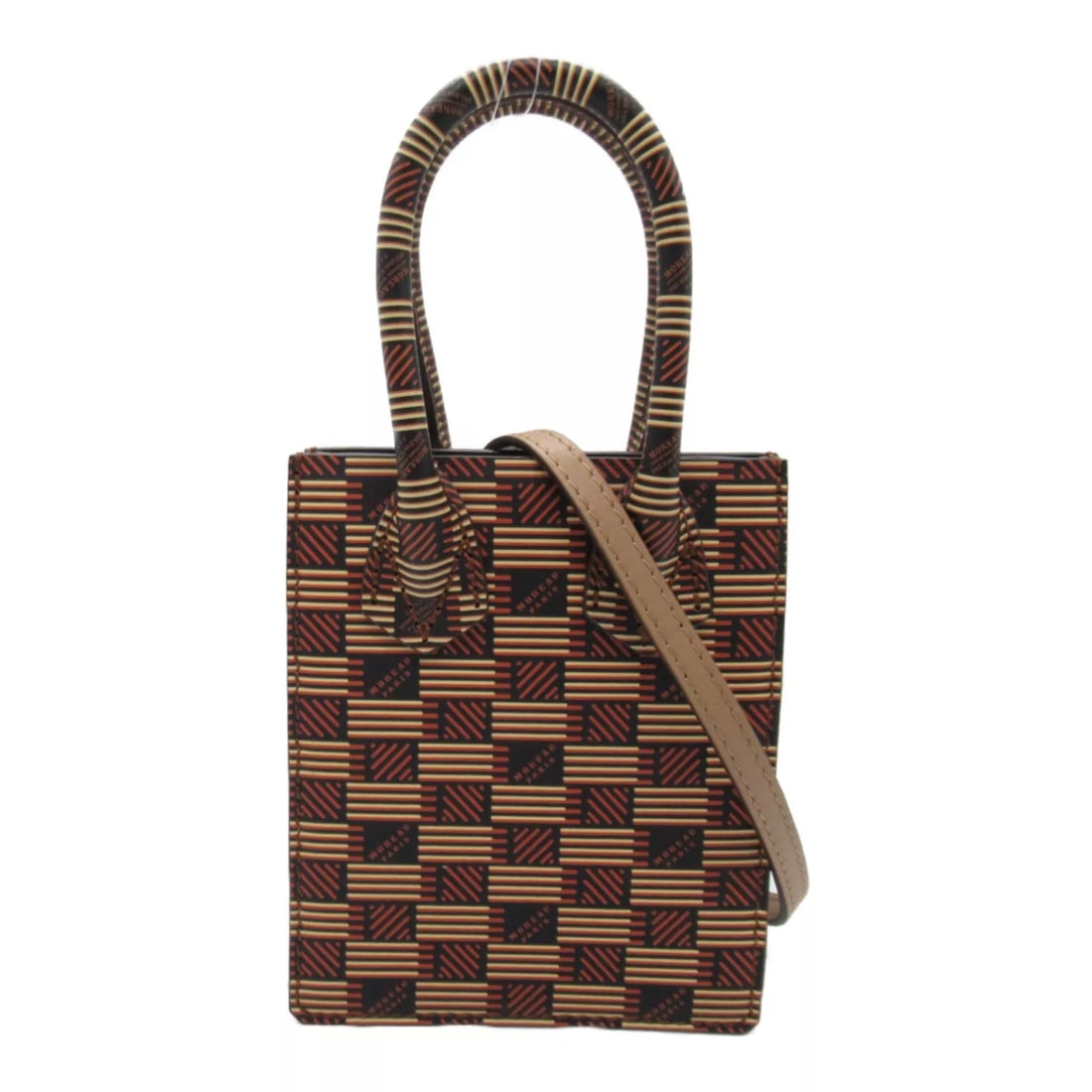 MORABITO 2WAY SHOULDER HAND BAG: MORABITO 2way Shoulder Hand Bag Brand: MORABITO Type: 2wayShoulder Bag Material: Calfskin (cowhide) Color: Beige??ish colors × Classic/Blue??ish colors Size: (H:6.5" x W:5.5" x D:1.6") Handle?25c