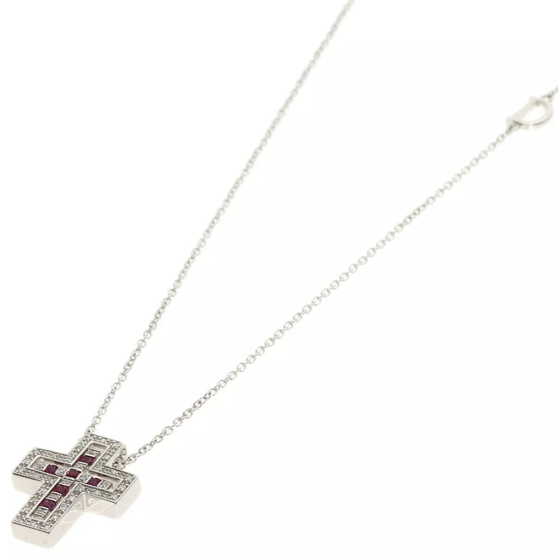 DAMIANI NECKLACE BELLE EPOQUE RUBY DIAMOND K18 WHITE GOLD: Damiani Necklace Belle Epoque Ruby Diamond K18 White Gold Brand: Damiani Type: Necklace Material: K18 White Gold Color: Exterior Color Silver Size: Chain Length:17.7inch/45cm Chain Width:0.4inch/1