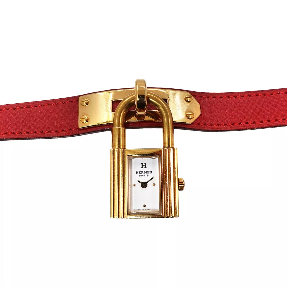 HERMES KELLY WATCHES QUARTZ WHITE DIAL VINTAGE CADENA LADIES WATCH: HERMES Kelly Watches Quartz White Dial Vintage Cadena Ladies Watch Brand: HERMES Type: Wristwatch Material: Stainless steel/YGP,Leather Color: Dial White Size: Case Size Length 38mm(included lag)