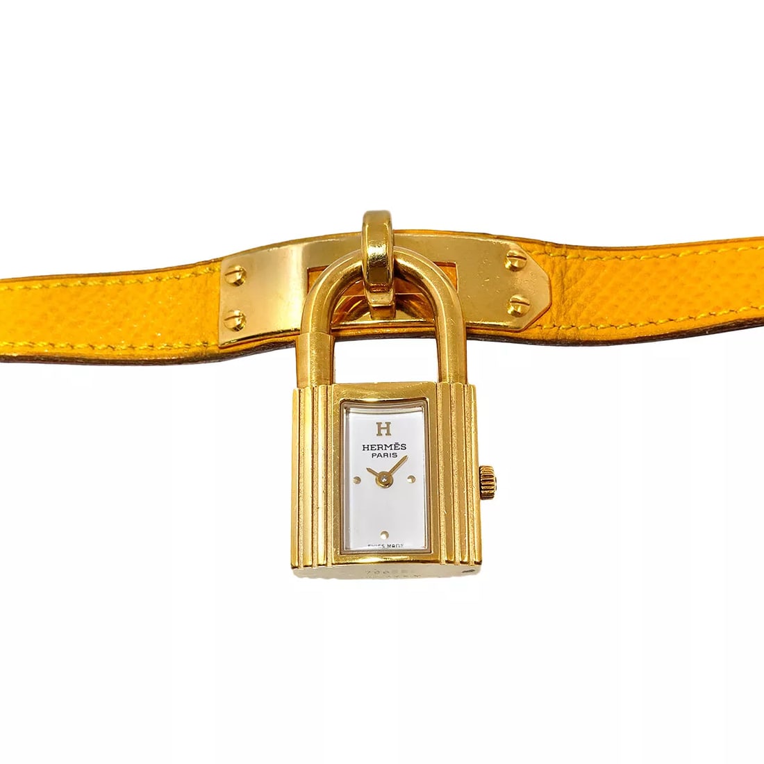 HERMES KELLY WATCHES QUARTZ WHITE DIAL VINTAGE CADENA LADIES WATCH: HERMES Kelly Watches Quartz White Dial Vintage Cadena Ladies Watch Brand: HERMES Type: Wristwatch Material: Stainless steel/YGP,Leather Color: Dial White Size: Case Size Length 38mm Width 20mm(not