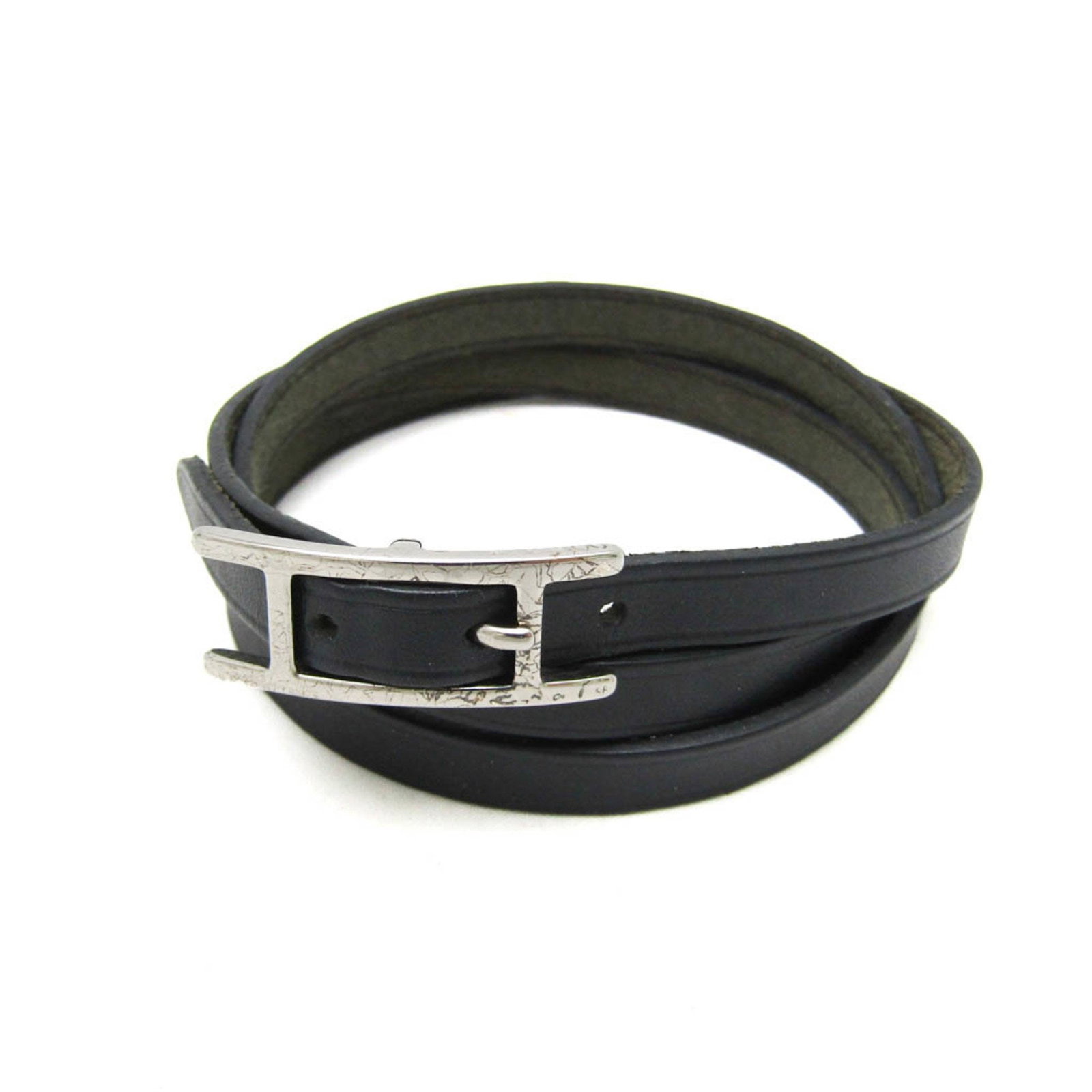 HERMES HAPI TRIPLE BRACELET CHOKER LEATHER,METAL NO STONE BANGLE BLACK,SILVER: Hermes Hapi Triple Bracelet Choker Leather,Metal No Stone Bangle Black,Silver Brand: Hermes Type: Bangle Material: Leather, Metal Color: Black, Silver Size: Length 19.5cm - 20.5cm / 7.67'' - 8.07'' Wi