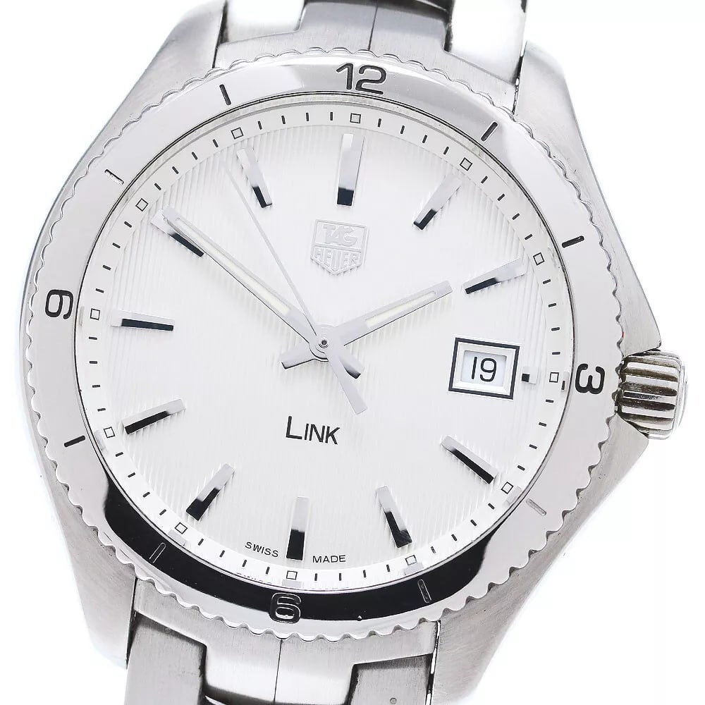 TAG HEUER LINK DATE SILVER DIAL QUARTZ MEN'S WATCH: TAG HEUER Link Date Silver Dial Quartz Men's Watch Brand: TAG HEUER Type: Wristwatch Material: Stainless Steel Color: Band Color Silver, Dial Color Silver, Case Color Silver Size: Case size: 40mm