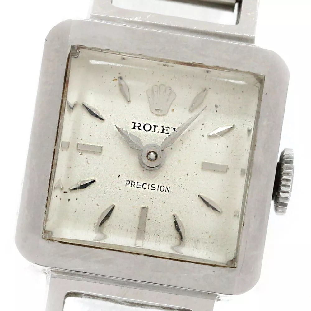 ROLEX PRECISION VINTAGE SILVER DIAL HAND WINDING LADIES WATCH: ROLEX Precision vintage Silver Dial Hand Winding Ladies Watch Brand: ROLEX Type: Wristwatch Material: Stainless Steel Color: Band Color Silver, Dial Color Silver, Case Color Silver Size: Case size