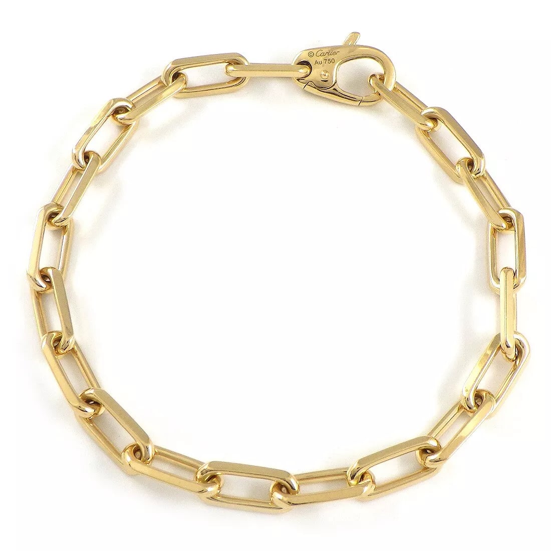 CARTIER BRACELET SANTOS DUMONT CHAIN 750(18K): Cartier Bracelet Santos Dumont Chain 750(18K) Brand: Type: Bracelet Material: 750(18K) Yellow Gold Color: None Size: Wrist Size : 7.08"(inches) / 18.0cm Bracelet Width : 0.05-0.21"(inches) / 1.5mm - 5