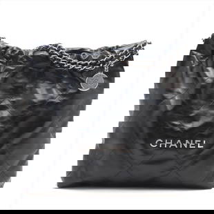 CHANEL 22 SHINY CALFSKIN CHAIN SHOULDER BAG BLACK: Chanel 22 shiny calfskin Chain Shoulder Bag Black Brand: Chanel Type: Shoulder bag Material: shiny calfskin Color: Black Size: Height: 13.6inch Length: 13.6inch Depth: 3.0inch Shoulder height: 9.6