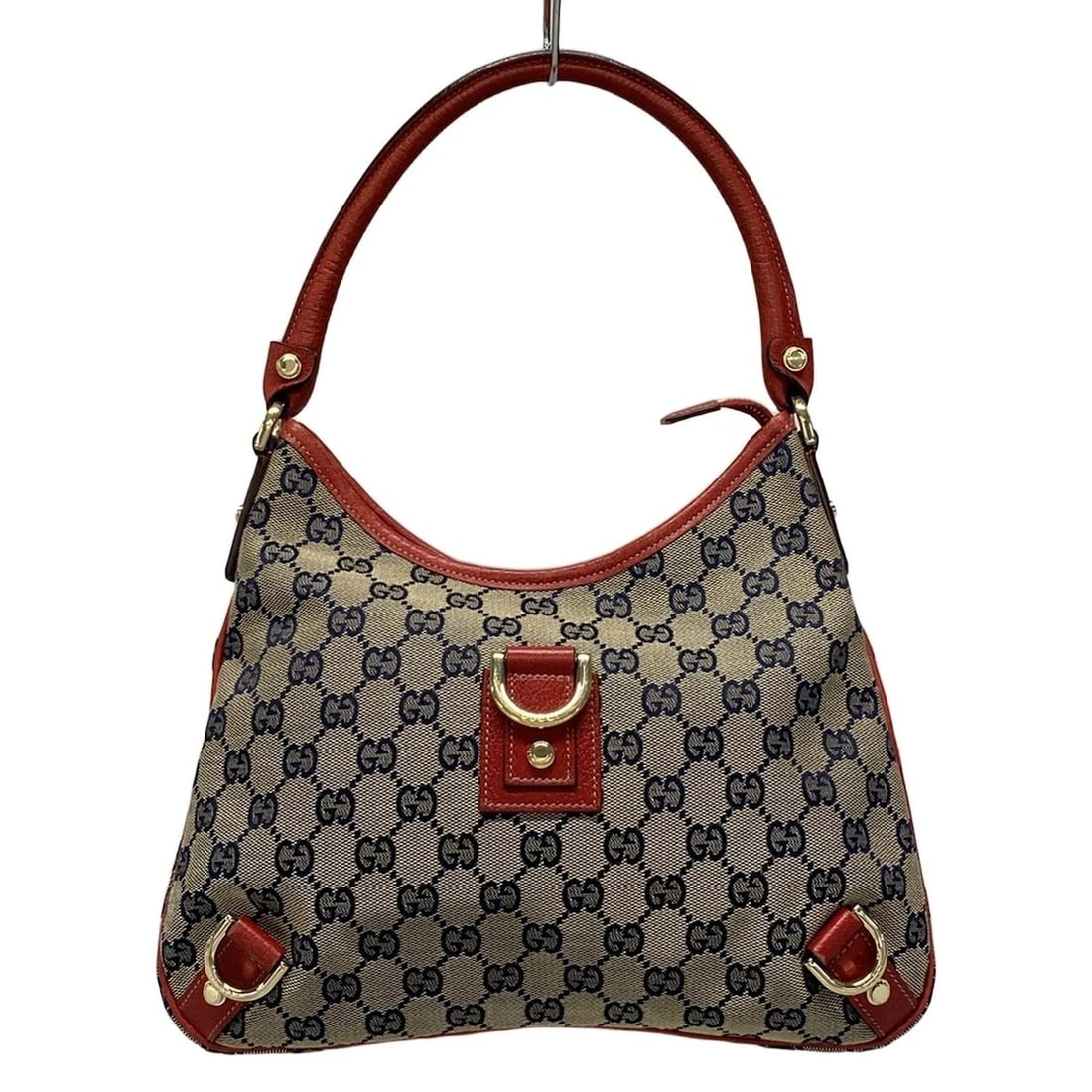 GUCCI ABBEY, GG PATTERN GRAY LEATHER SHOULDER BAG: GUCCI Abbey, GG pattern Gray Leather Shoulder Bag Brand: GUCCI Type: Shoulder Bag Material: Jacquard, Leather Color: Gray, Navy, Red Size: Height: 7.87 inch (20 cm) - 9.65 inch (24.5 cm) Width: 11.02 