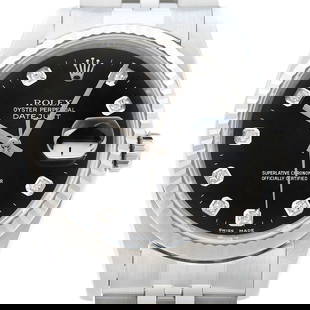 ROLEX MENS DATEJUST TWO TONE 18K YELLOW GOLD AND STEEL QUICKSET BLUE DIAL WATCH: Rolex Mens Datejust 18K Gold & SS Black Diamond Dial Watch Brand: Rolex Type: Wristwatch Material: Band Material Stainless Steel, Case material Stainless Steel Color: Band Color Silver, Dial Color