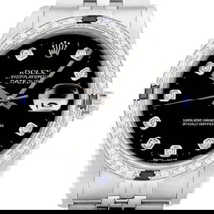ROLEX MENS DATEJUST ICE BLUE DIAL 18K GOLD SS DIAMOND WATCH: Rolex Datejust 18K Gold & Steel Black Diamond Sapphire Watch Brand: Rolex Type: Wristwatch Material: Band Material Stainless Steel, Case material Stainless Steel Color: Band Color Silver, Dial Colo