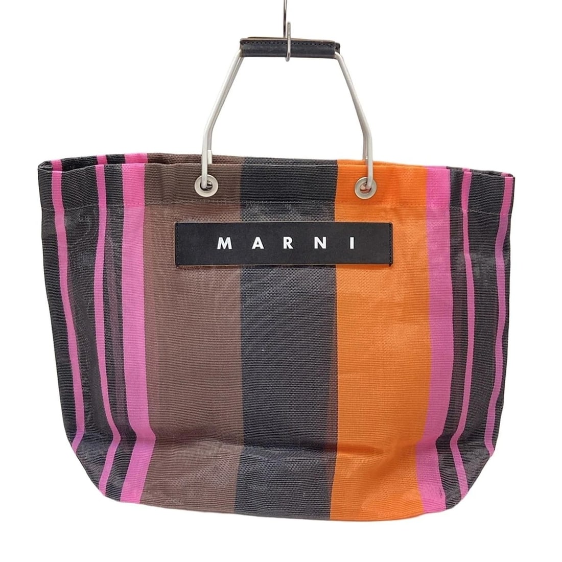 MARNI - BLACK ORANGE MULTI CHEMICAL FIBER HARDWARE TOTE BAG: MARNI - Black Orange Multi Chemical Fiber Hardware Tote Bag Brand: MARNI Type: Tote Bag Material: Chemical Fiber, Hardware Color: Black, Orange, Multi Size: Height: 12.6 inch (32 cm) Width: 12.2 i