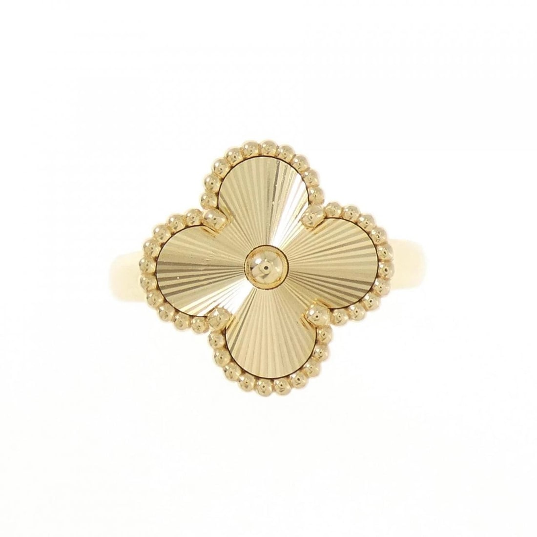 VAN CLEEF & ARPELS VINTAGE ALHAMBRA RING: Van Cleef & Arpels Vintage Alhambra Ring Brand: Van Cleef & Arpels Type: Ring Material: 750 Yellow Gold Color: None Size: 7-7.5 US Accessories: None Accessories Notice: When purchasing pr