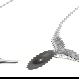TAHITIAN PEARL PEARL DIAMOND NECKLACE: Tahitian Pearl Pearl Diamond Necklace Brand: SELECT JEWELRY Type: Necklace Material: K18 White Gold Color: Silver Size: Stone Size:0.6inch/15.5mm Chain Length:15.7inch/40cm Chain Width:1.0inch/2.5