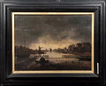 MOONLIT RIVER LANDSCAPE OIL PAINTING (1 of 8)